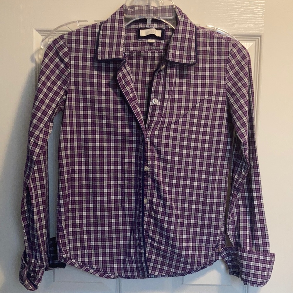 Aerie Junior’s Purple Plaid Button Down Top (size XXS)